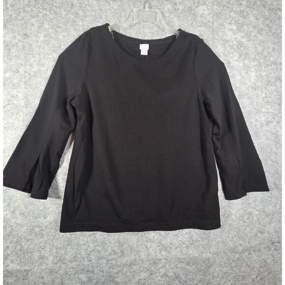 Chico's Tops - Chico's Knit Top Long Sleeve Scoop Neck Pullover Black Office Women's Size XL